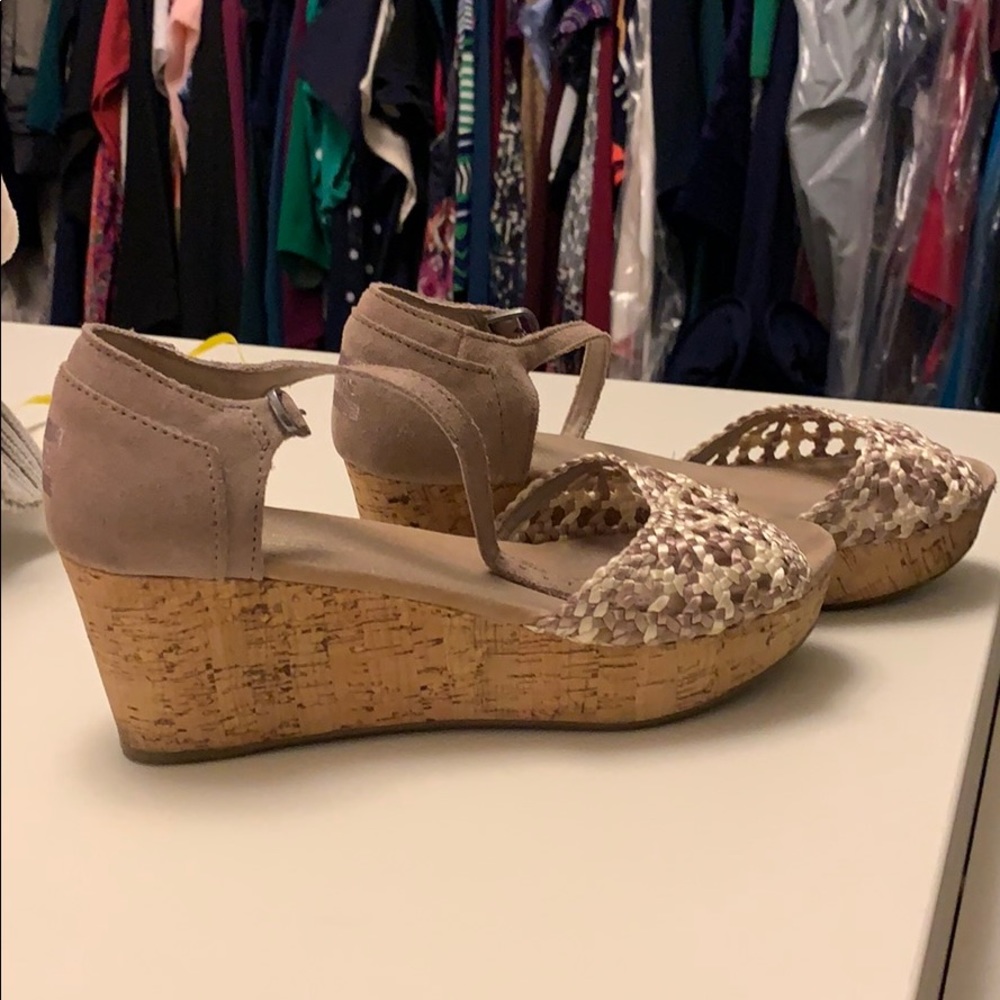 TOMS sandals with cork wedge.